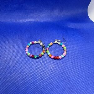 Colorful Beaded Hoop Earrings